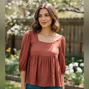 DOLAN By Anthropologie Cherie Babydoll Silky Rushed Bohemian
Top